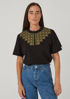 "Ptaki" damski T-shirt z kołnierzykiem