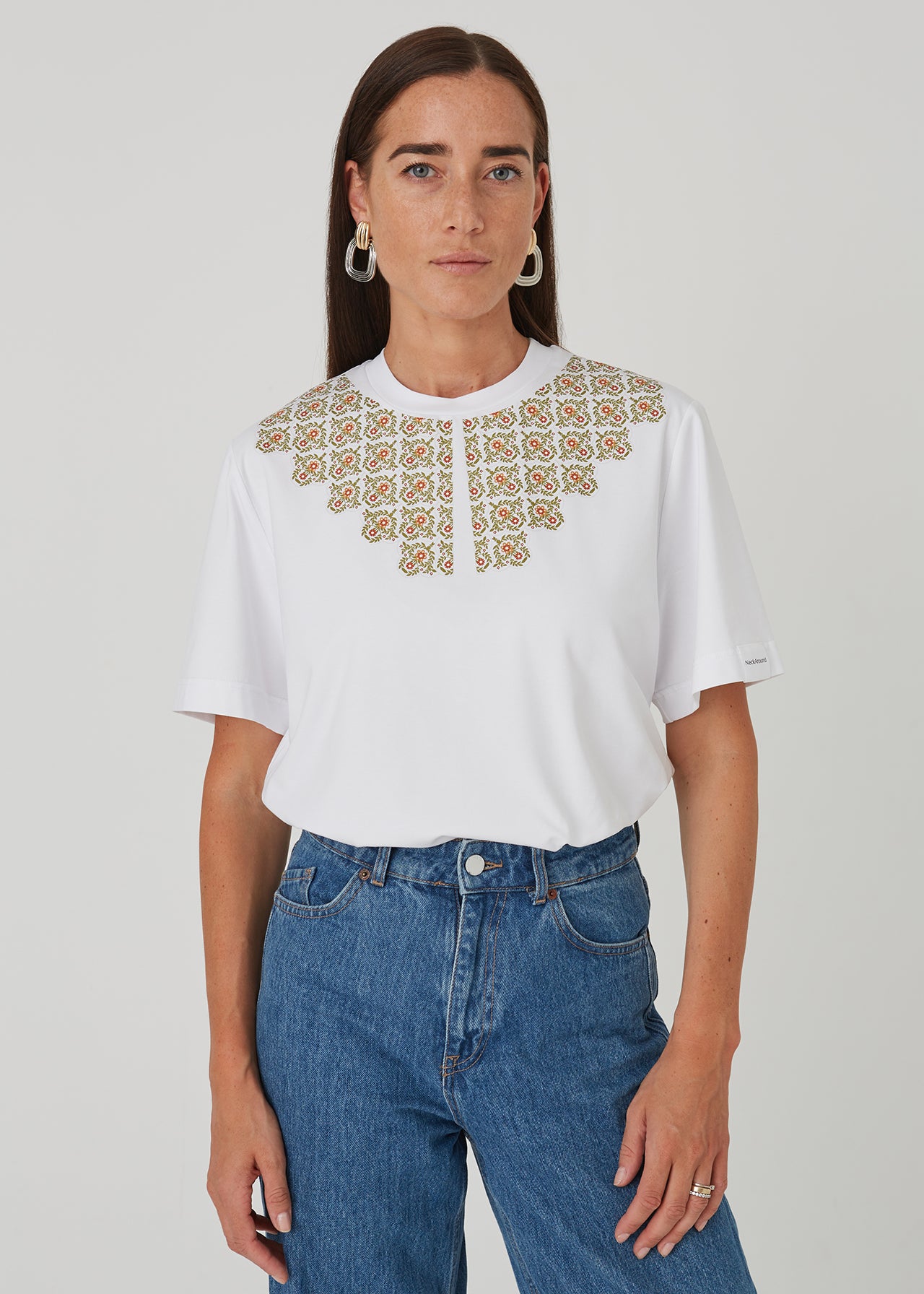 "Ptaki" damski T-shirt z kołnierzykiem