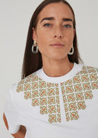"Ptaki" damski T-shirt z kołnierzykiem