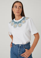 "Ptaki" damski T-shirt z kołnierzykiem