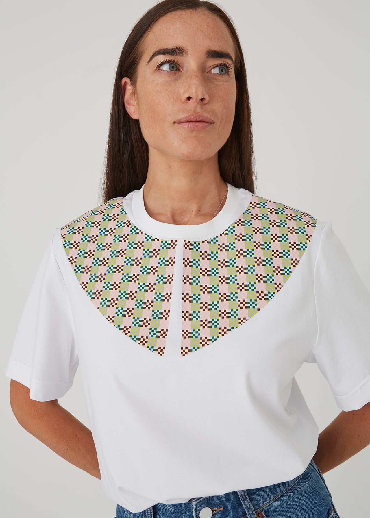 "Ptaki" damski T-shirt z kołnierzykiem