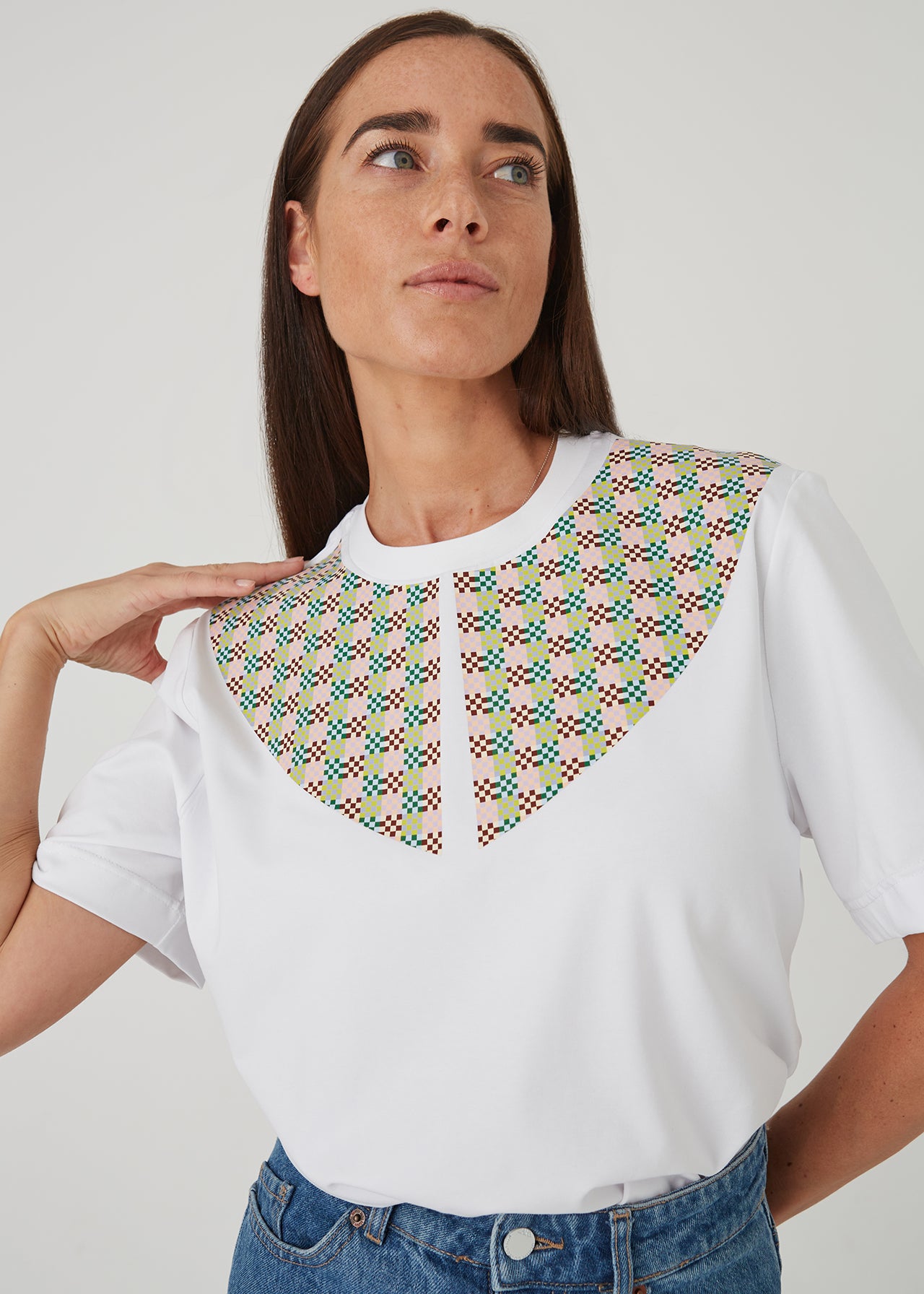 "Ptaki" damski T-shirt z kołnierzykiem