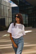 WYPRZEDAŻ ROZMIARÓW „KWADRACIKI”, BIAŁY T-SHIRT