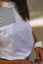 WYPRZEDAŻ ROZMIARÓW „KWADRACIKI”, BIAŁY T-SHIRT